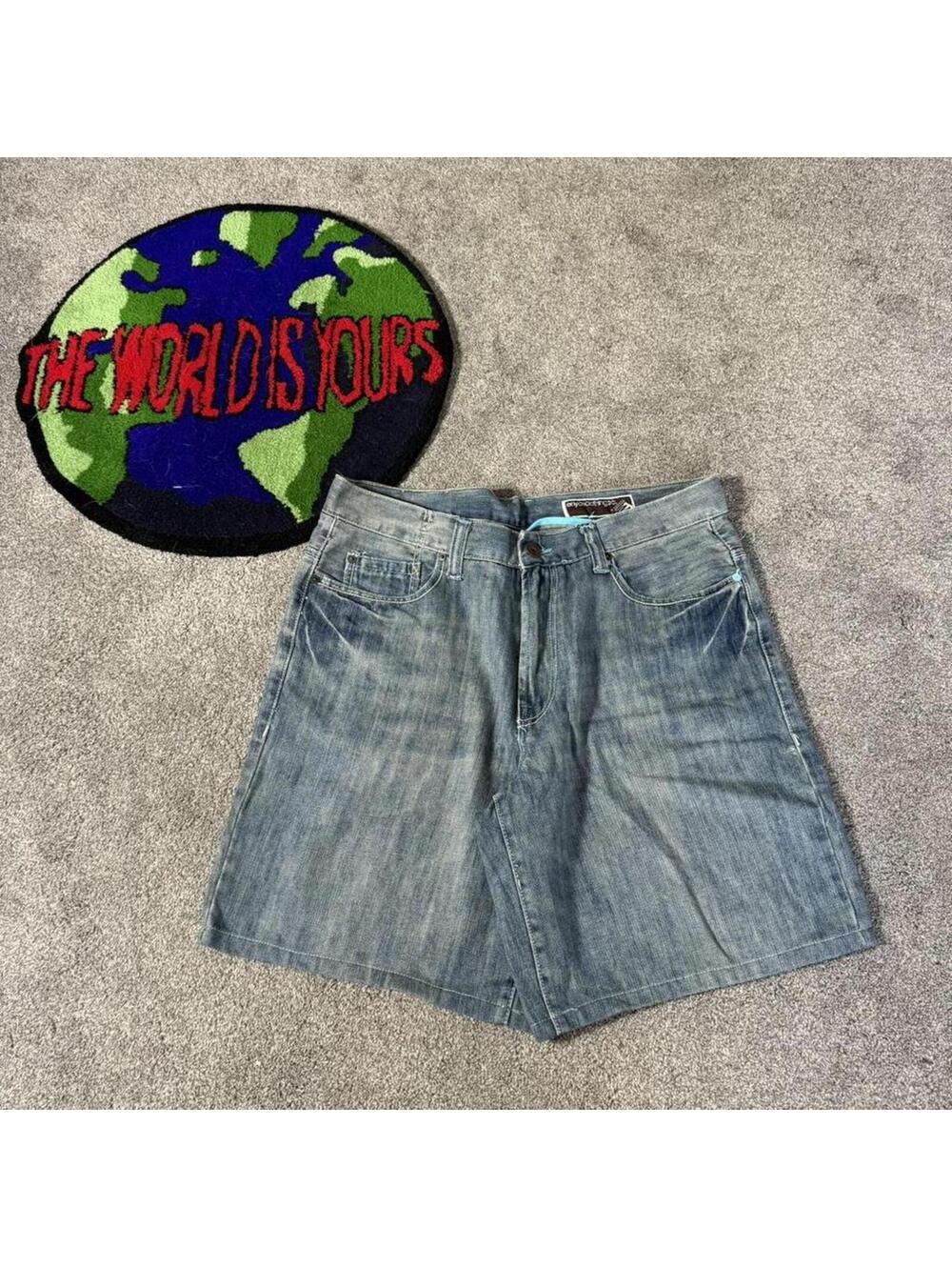 vintage y2k super baggy grunge jorts 2000’s enyce denim
